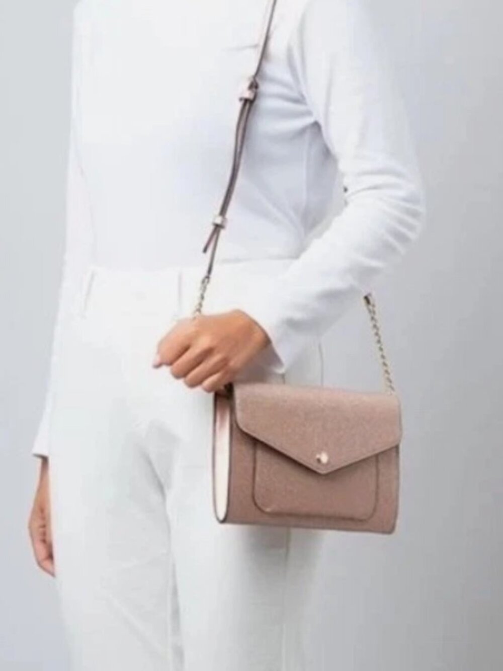 KATE SPADE ROSE GOLD GLITTER CROSSBODY PURSE NEW NO TAGS